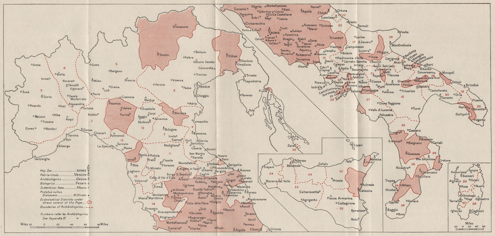 ITALY. Bishoprics Ecclesiastical divisions. WW2 ROYAL NAVY INTELLIGENCE MAP 1944